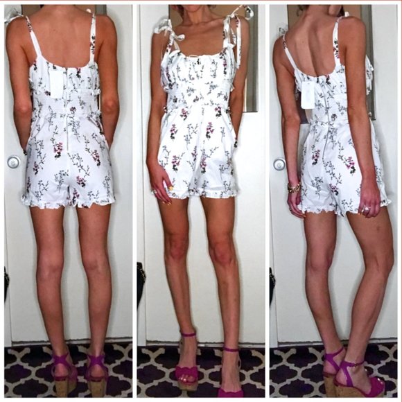 For Love And Lemons Pants - For Love and Lemons Tableau Floral Smocked Romper